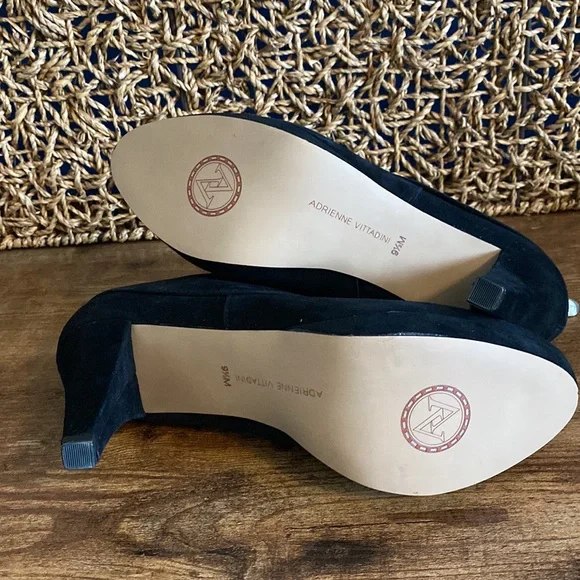 Adrienne Vittadini LEATHER WOMENS HEELED BOOTS SIZE 9.5 velvet black shoes - Picture 7 of 12